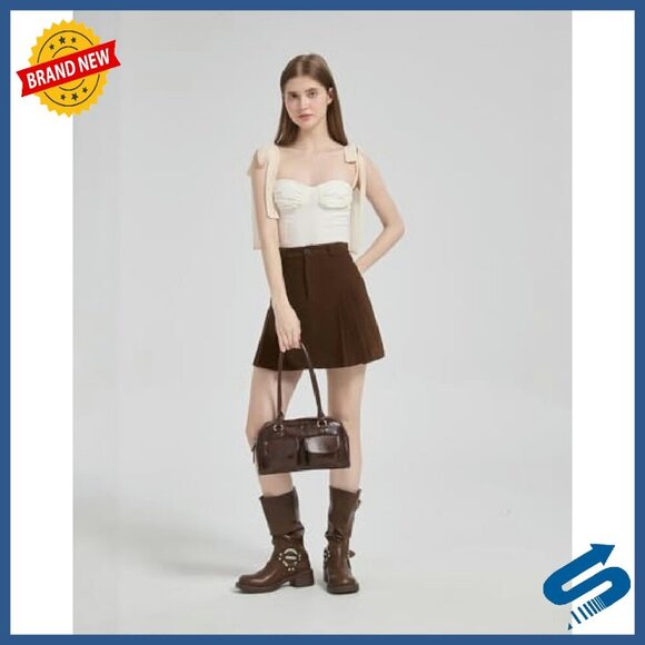 Vegan Leather Shoulder Bag Boston Style Lightweight Work Travel Purse - Picture 7 of 8